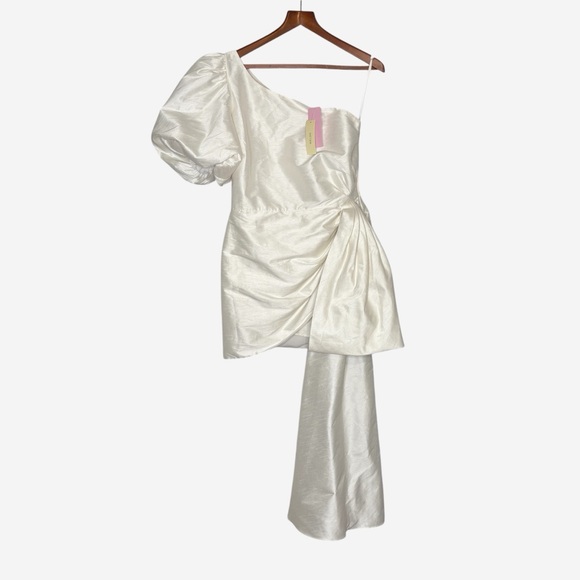 NWT Sachin & Babi Dorien Bow Train Wrap Mini Dress 12 Anthropologie Bridal *FLAW - Picture 4 of 16